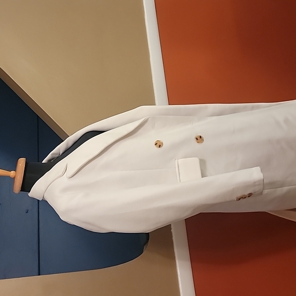 White Wool Blend Trench Coat - Picture 2 of 15